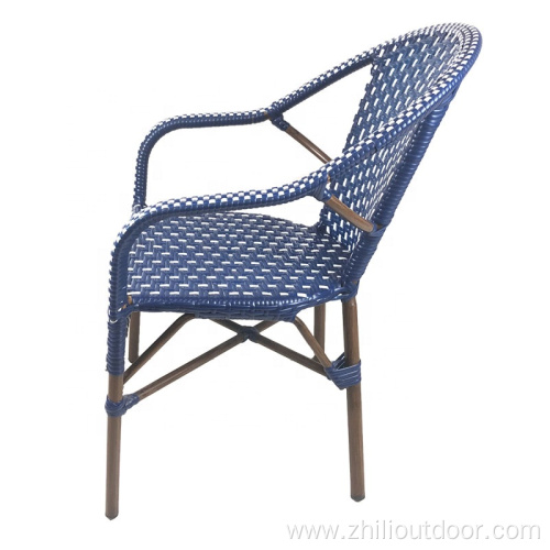 French Blue Bistro Rattan Restaurant Outdoor Chairs